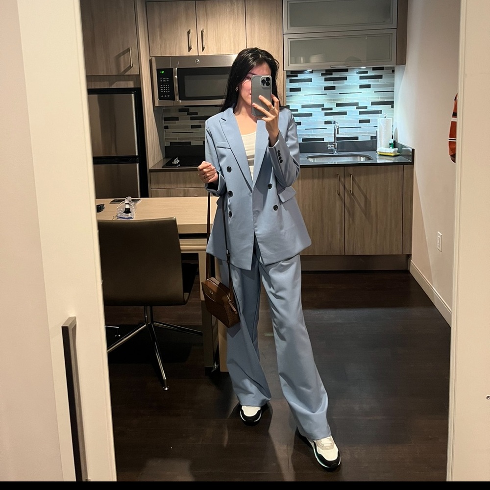 Zara Women's Blazers Suit Office Ladies Two Piec... Sky blue blazer and pants